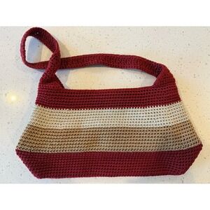 The Sak Women's Handbag White Red Tan Crochet Double Strap 2021